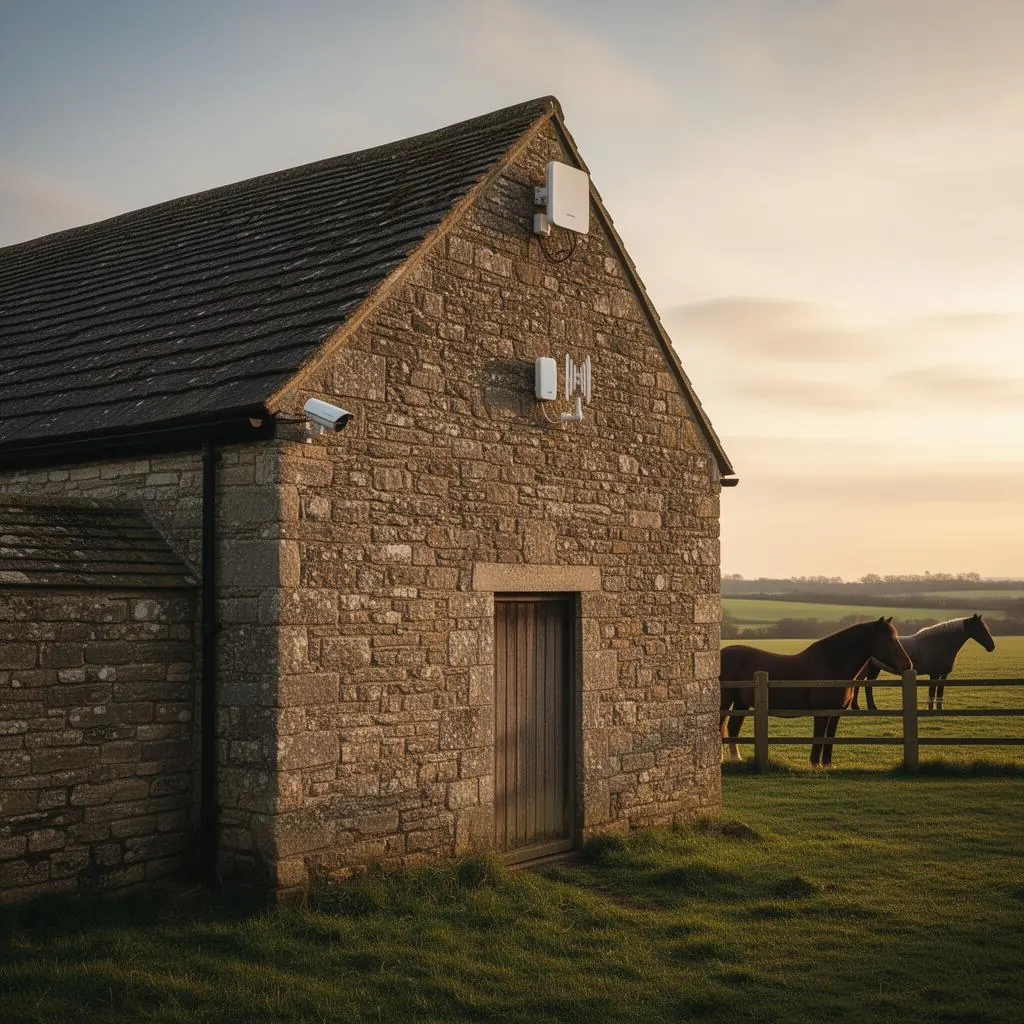CCTV camera on a stone barn
