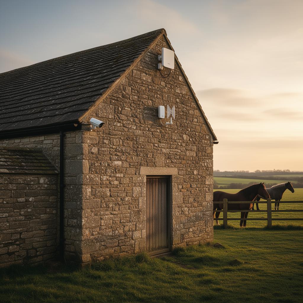 CCTV camera on a stone barn