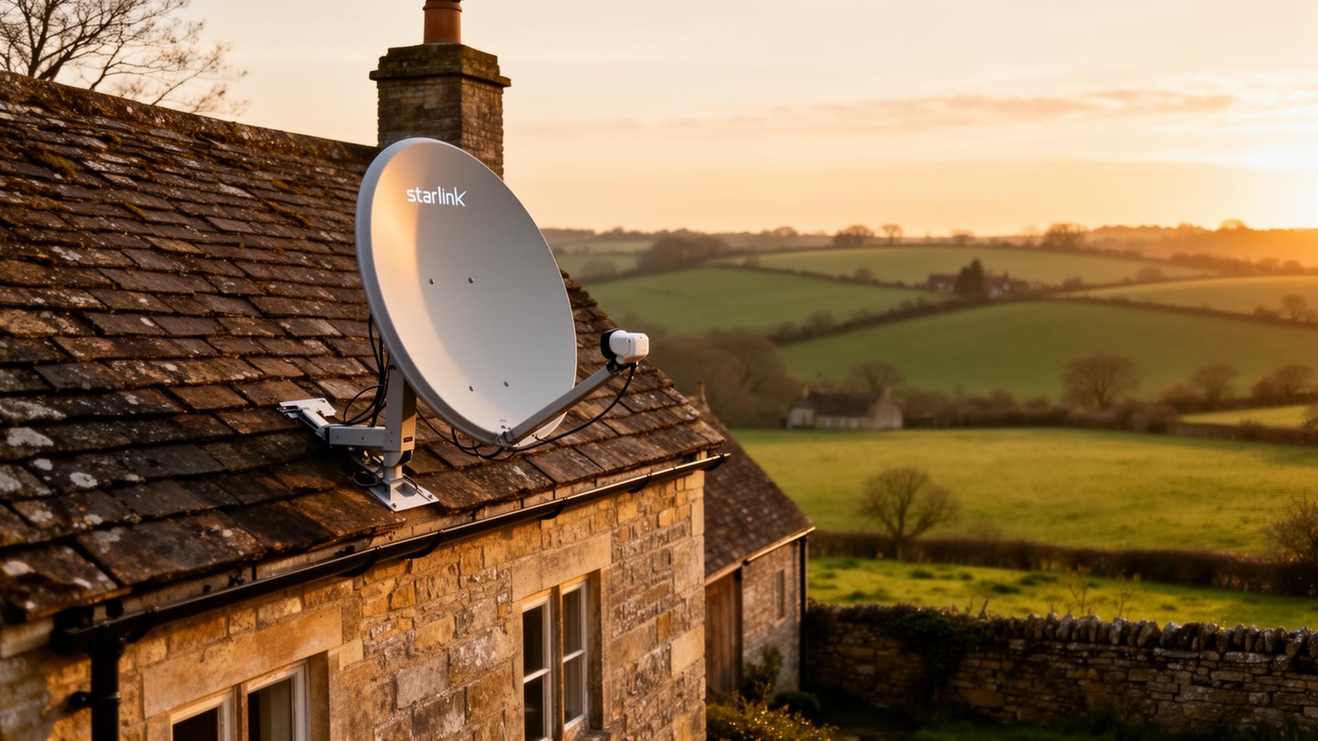 Starlink installation on a Cotswolds farmhouse